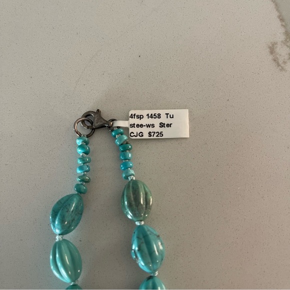 One of a kind Natural Turquoise Faceted
melon shaped bead Necklace 17” - Picture 3 of 7